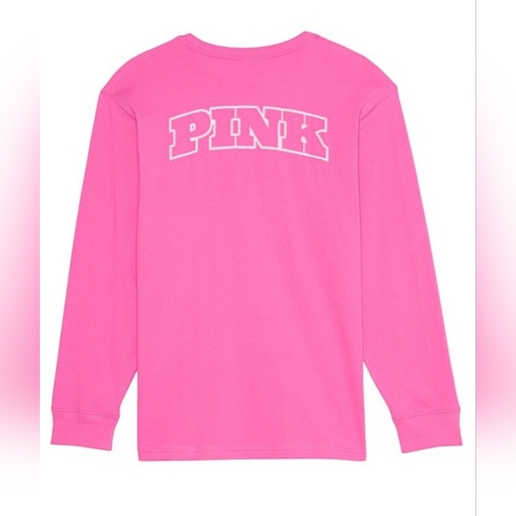 PINK Victoria's Secret Other - PINK Victoria's Secret Girls' Long-Sleeve Logo Tee - Bright Pink
